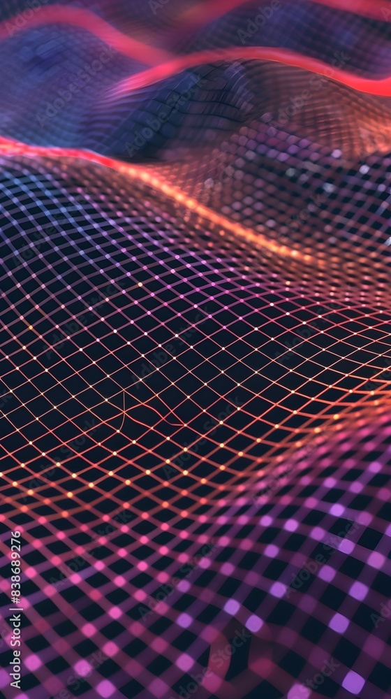 Poster tech mesh grid a digital of an abstract tech mesh pattern with geometric shapes and futuristic vibes