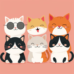 Adorable Vector Illustrations of Cute Cats – Playful and Whimsical Cat Designs Perfect for Digital Art and Graphic Projects