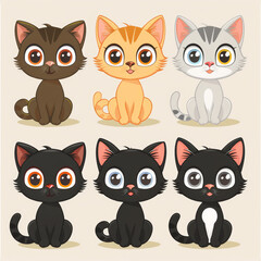 Adorable Vector Illustrations of Cute Cats – Playful and Whimsical Cat Designs Perfect for Digital Art and Graphic Projects