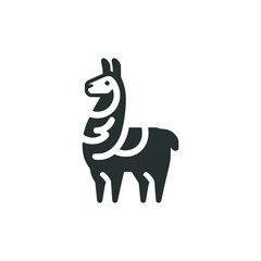 cute llama pet animal logo vector illustration template design