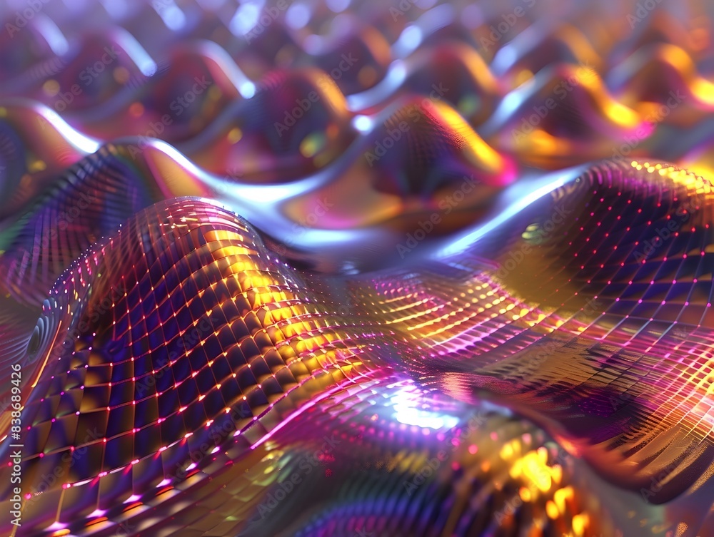 Poster captivating holographic fractals mesmerizing digital visualization of fractal patterns with dynamic