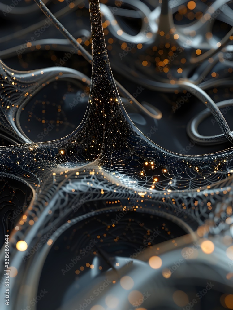 Poster abstract neural patterns with intricate 3d rendered textures and geometric designs