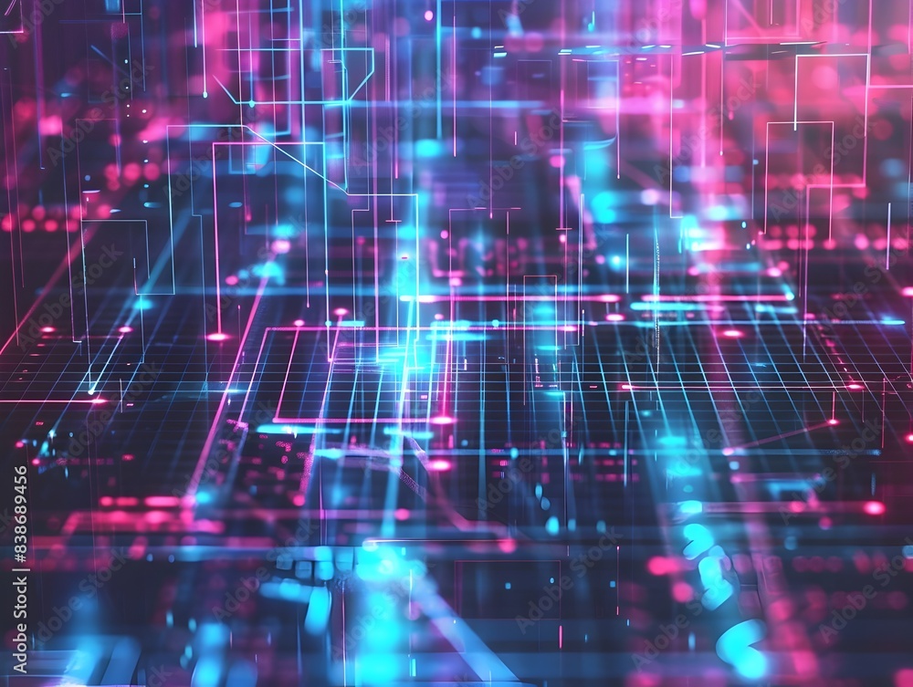 Poster striking digital grid pattern with minimalist design elements