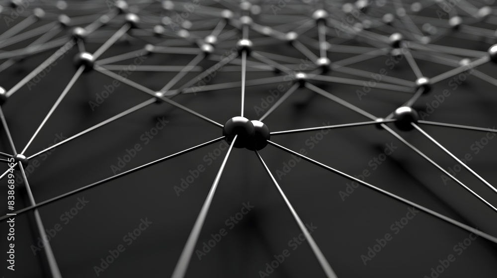 Poster futuristic tech lines and nodes forming digital art pattern