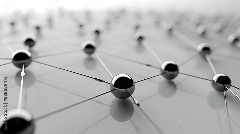 Poster intricate digital tech landscape of interconnected lines and nodes