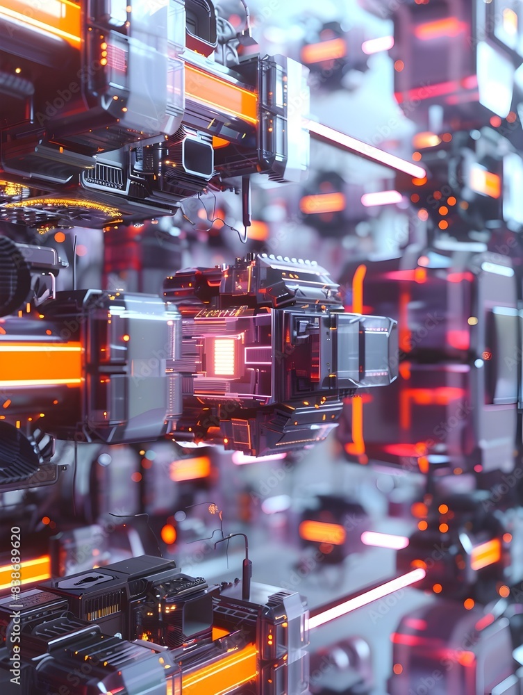 Poster futuristic tech nodes with sleek digital architecture and innovative design