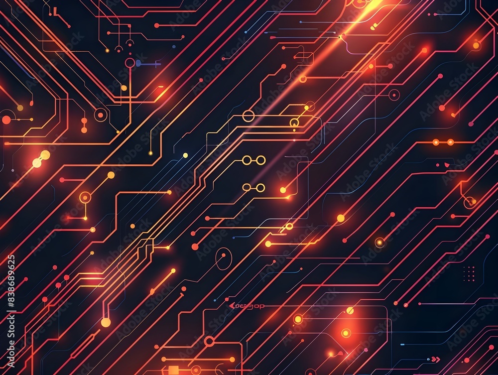 Aufkleber vibrant tech circuit board patterns with geometric designs and modern digital elements