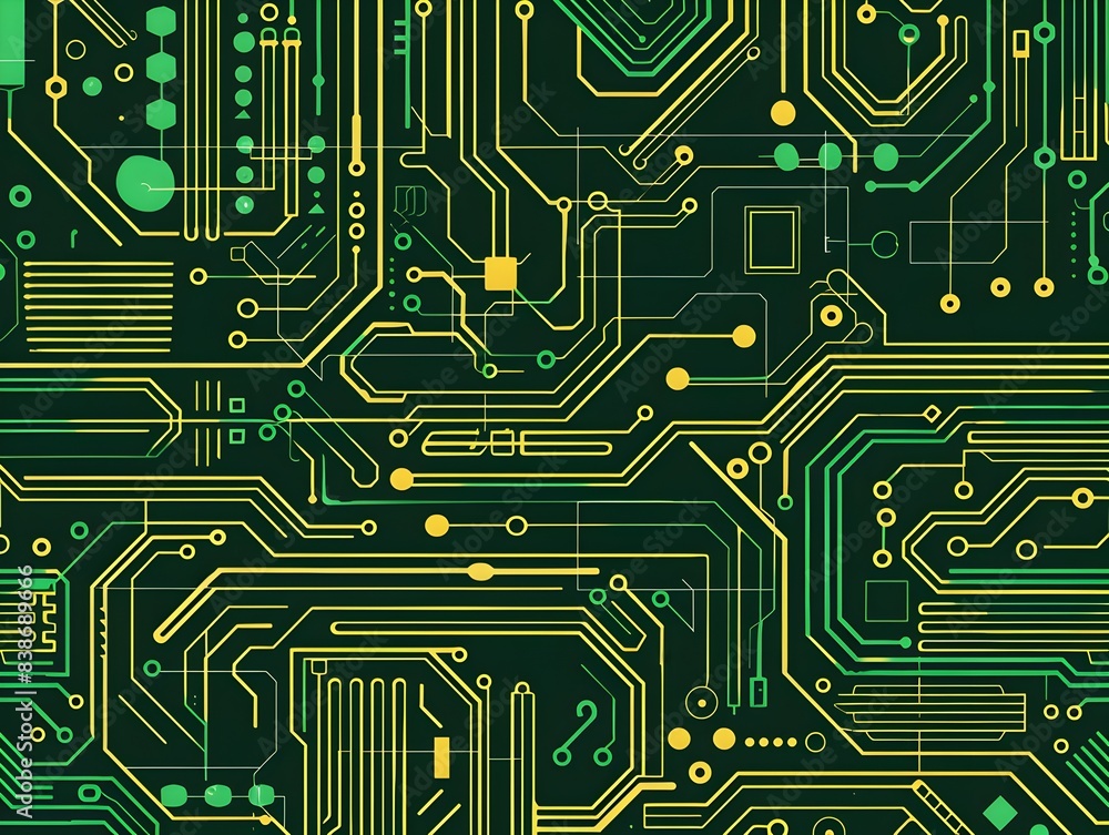Poster futuristic tech circuit board patterns with digital elements