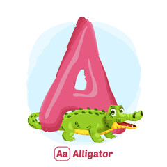 stock vector of A for alligator. alphabet animal for education