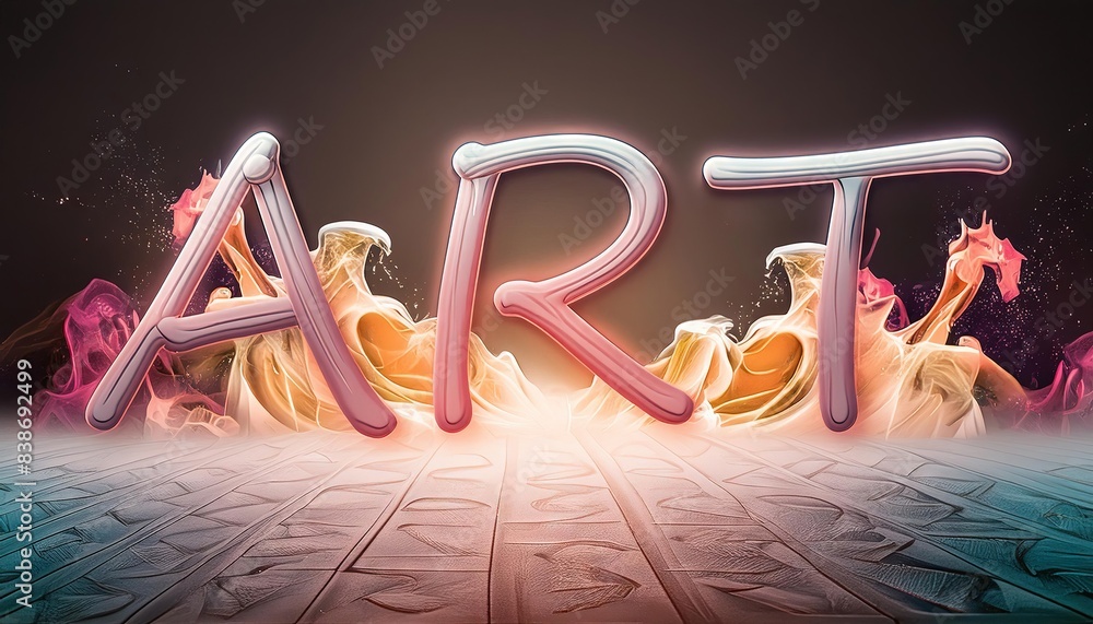 Poster digital 3d rendered art with abstract elements