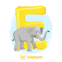 stock vector of E for elephant. alphabet animal for education