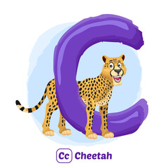 stock vector of C for cheetah. alphabet animal for education