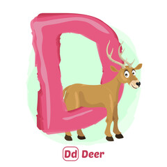 stock vector of D for deer. alphabet animal for education