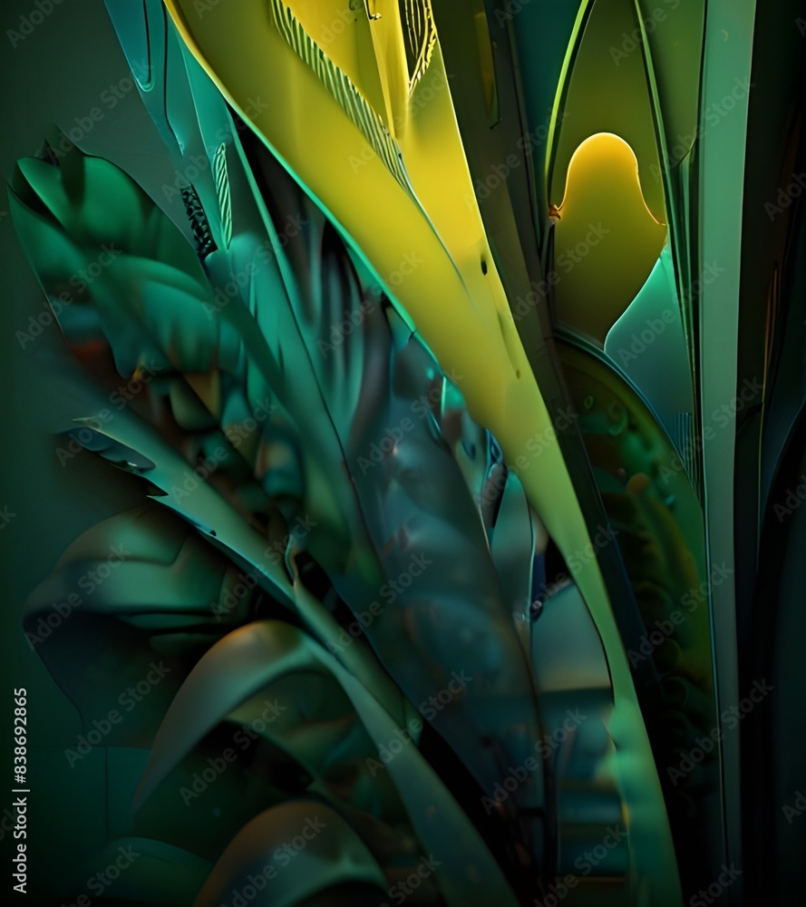 Poster green abstract background generative ai