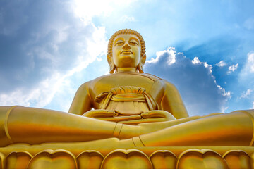 The Big Seated Buddha Statue (Buddha Dhammakaya Dhepmongkol) at Wat Paknam Phasi Charoen (temple)...