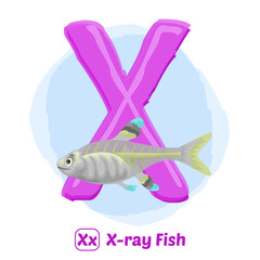 stock vector of X for x ray fish. alphabet animal for education