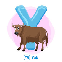 stock vector of Y for yak. alphabet animal for education