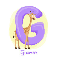 stock vector of G for giraffe. alphabet animal for education