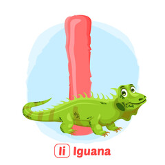 stock vector of I for iguana. alphabet animal for education