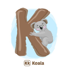 stock vector of K for koala. alphabet animal for education