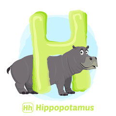 stock vector of H for hippopotamus. alphabet animal for education