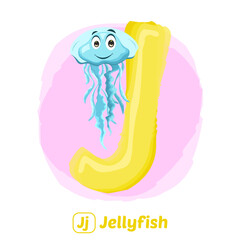 stock vector of J for jellyfish. alphabet animal for education