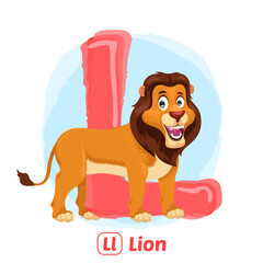 stock vector of L for lion. alphabet animal for education