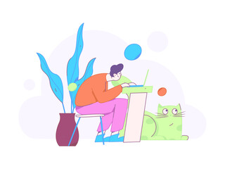 Home indoor character scene flat vector concept operation hand drawn illustration
