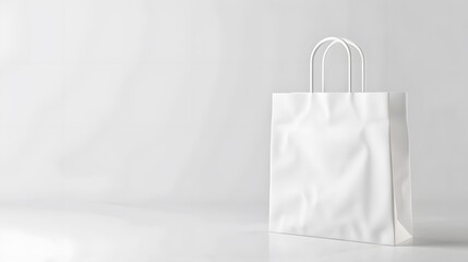 Blank White Shopping package or paper bag with handle, isolated on white background. mockup. 