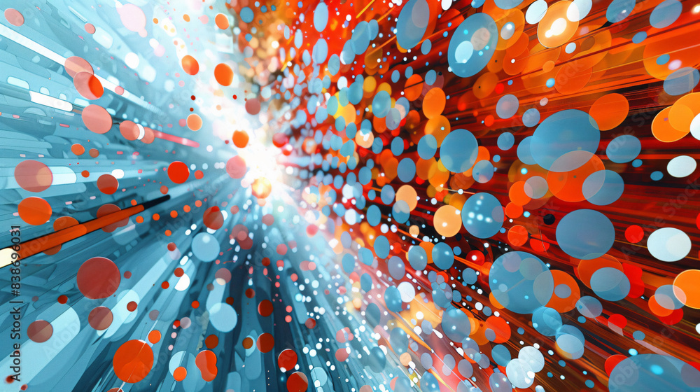 Poster Abstract Blue and Red Circles for Technology Background with copy space text for Website
