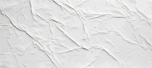 Glued white Crinkled paper textured, copy space for text. background, mockup.