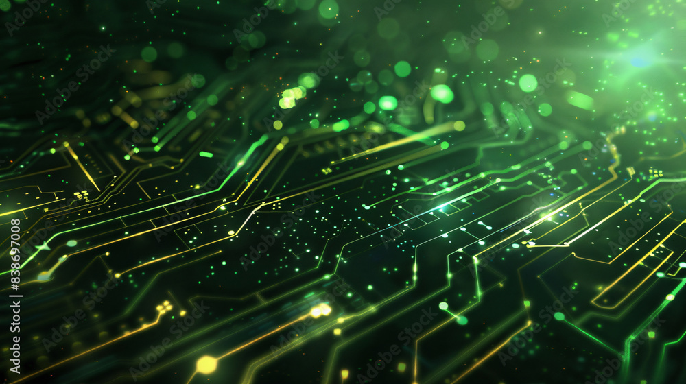 Poster green circuit board for technology background with copy space text for website