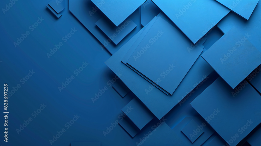 Poster blue geometric shapes for minimalist background with copy space text for website