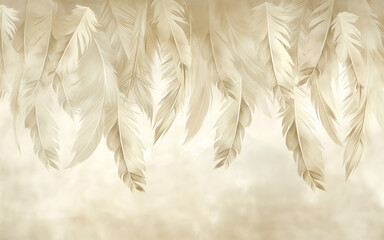 Modern minimalist feather wallpaper, illustration, painting