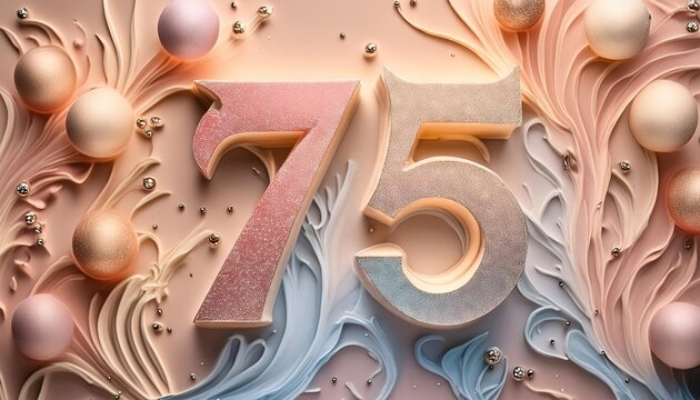 Elegant 75th Anniversary Celebration Design with Pastel Elements