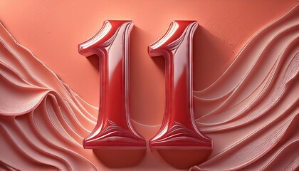 Elegant Red Number Eleven Design