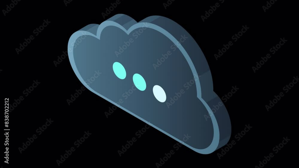 Poster isometric cloud database animation. cloud computing and file cloud storage. modern technology. motio