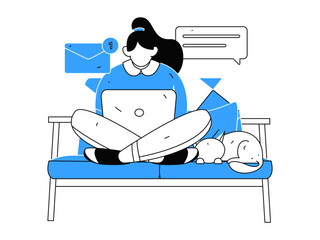 Home indoor character scene flat vector concept operation hand drawn illustration
