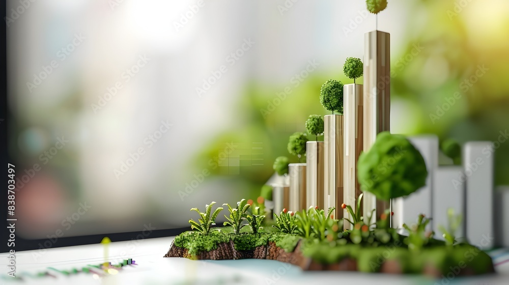 Poster this 3d rendered image depicts a bar graph visualizing sustainable investment data the graph showcas
