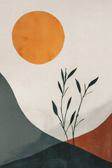 Nature inspired minimalist wall art print, simple and clean poster design