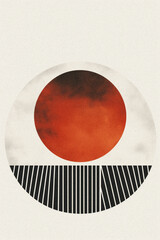Retro-inspired zen boho abstract geometric design in a muted earthy color palette