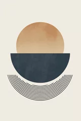 Papier peint photo Style Japandi Retro-inspired zen boho abstract geometric design in a muted earthy color palette  © kabzarchyk