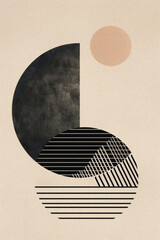 Retro-inspired zen boho abstract geometric design in a muted earthy color palette