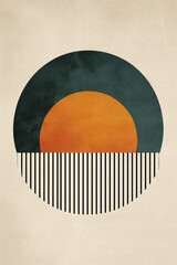Retro-inspired zen boho abstract geometric design in a muted earthy color palette