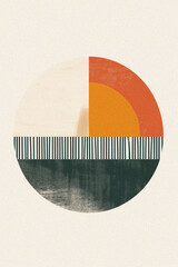 Retro-inspired zen boho abstract geometric design in a muted earthy color palette