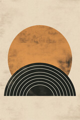 Retro-inspired zen boho abstract geometric design in a muted earthy color palette