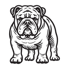 Line art of bulldog cartoon vector