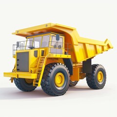 Dump truck heavy equipment transport soil concentrate mining industry cartoon rendering illustration
