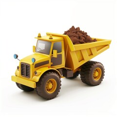 Fototapeta premium Dump truck heavy equipment transport bring nickel pile concentrate mining industry