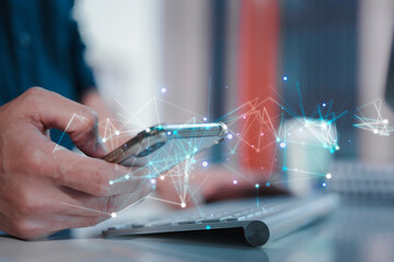 Digital transformation Hand touching the Metaverse Universe, A Conceptual Shift in Digital...